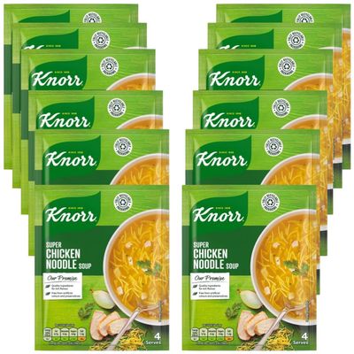 Cup Meals & Soups Bundle with Knorr Super Chicken Noodle Soup 51g - 12 Pack | Knorr Super Chicken Noodle Soup Mix, No Artificial Food Colours & No Preservative.