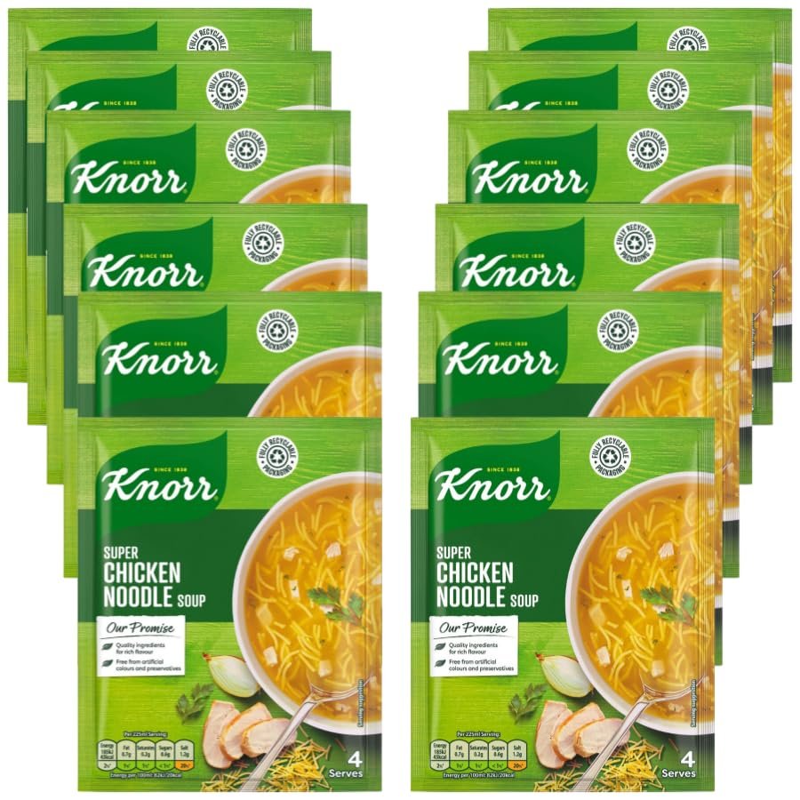 Cup Meals & Soups Bundle with Knorr Super Chicken Noodle Soup 51g - 12 Pack | Knorr Super Chicken Noodle Soup Mix, No Artificial Food Colours & No Preservative.