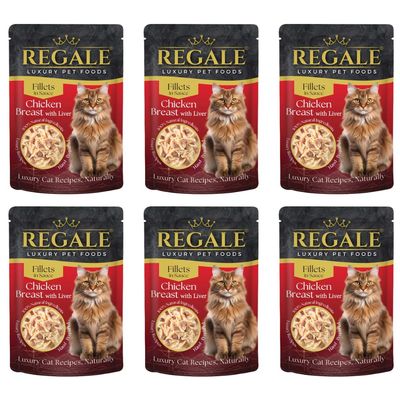 Regale Fillets in Sauce Cat Food - Chicken Breast with Liver - This Luxurious Recipe Will Have Your Furry Friend Barking With Delight - Pack of 6 x 70g