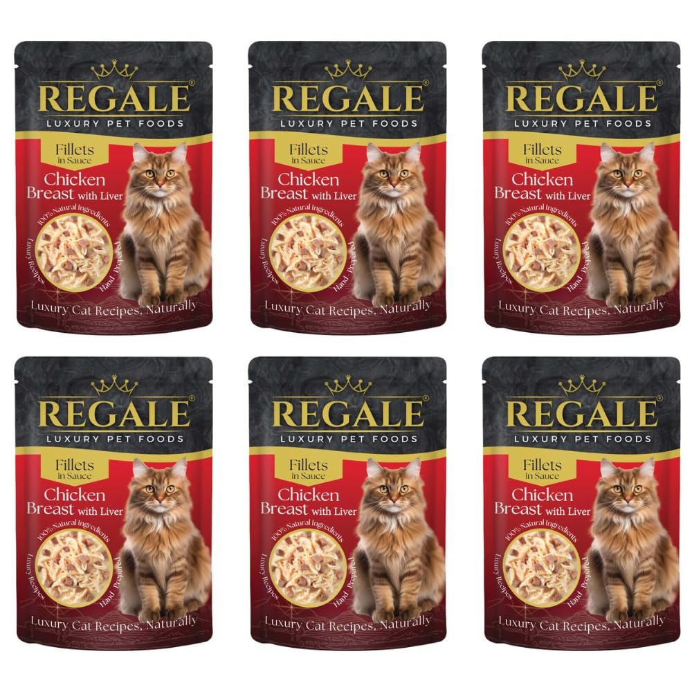 Regale Fillets in Sauce Cat Food - Chicken Breast with Liver - This Luxurious Recipe Will Have Your Furry Friend Barking With Delight - Pack of 6 x 70g