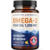 Triple Strength Omega 3 Fish Oil 1200 mg | EPA & DHA | Wild Caught, Sustainably Sourced Omega-3 Fatty Acids | Premium Burpless Fish Oil Supplements | Clean Label Certified, Third-Party Tested | 30 Ct view 1