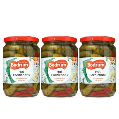 Bodrum 720c Cornichons Hot 680g (3 Pack)