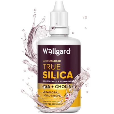 Silicium Supplement, Wellgard True Silica  Stabilised Silicon with Choline and Ortho Silicic Acid (OSA), Vegan Liquid Supplement for Skin, Hair, and Nails, 60ml