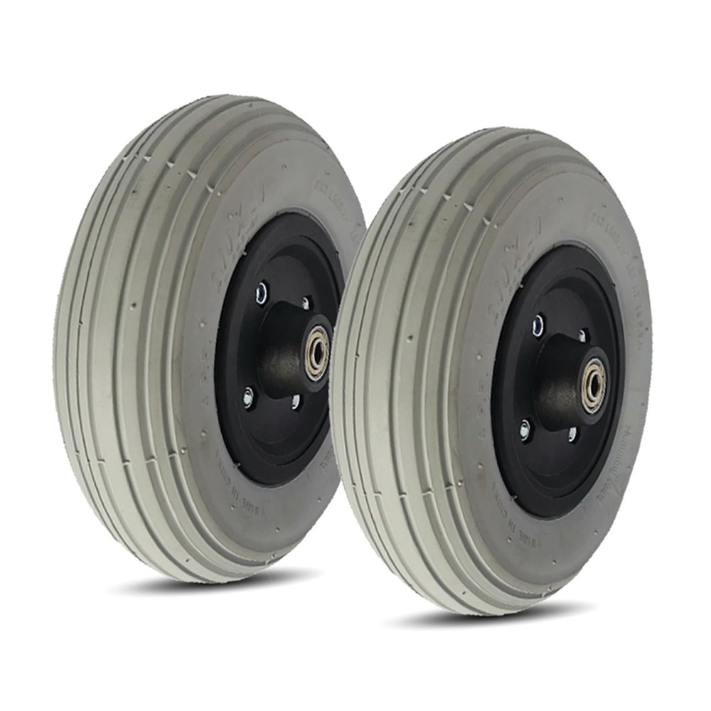 1 Pair 8 Inch Front Wheel Replacement for Electric Wheelchair, 200  50 Inflatable Rubber Tire, ABS Plastic Wheel Hub with Bearing