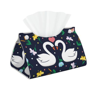 Flowers Swan Love Tissue Box Cover Tissue Box Holder for Living Room Kitchen Bathroom Toilet Table Desk Home Office Countertop Car