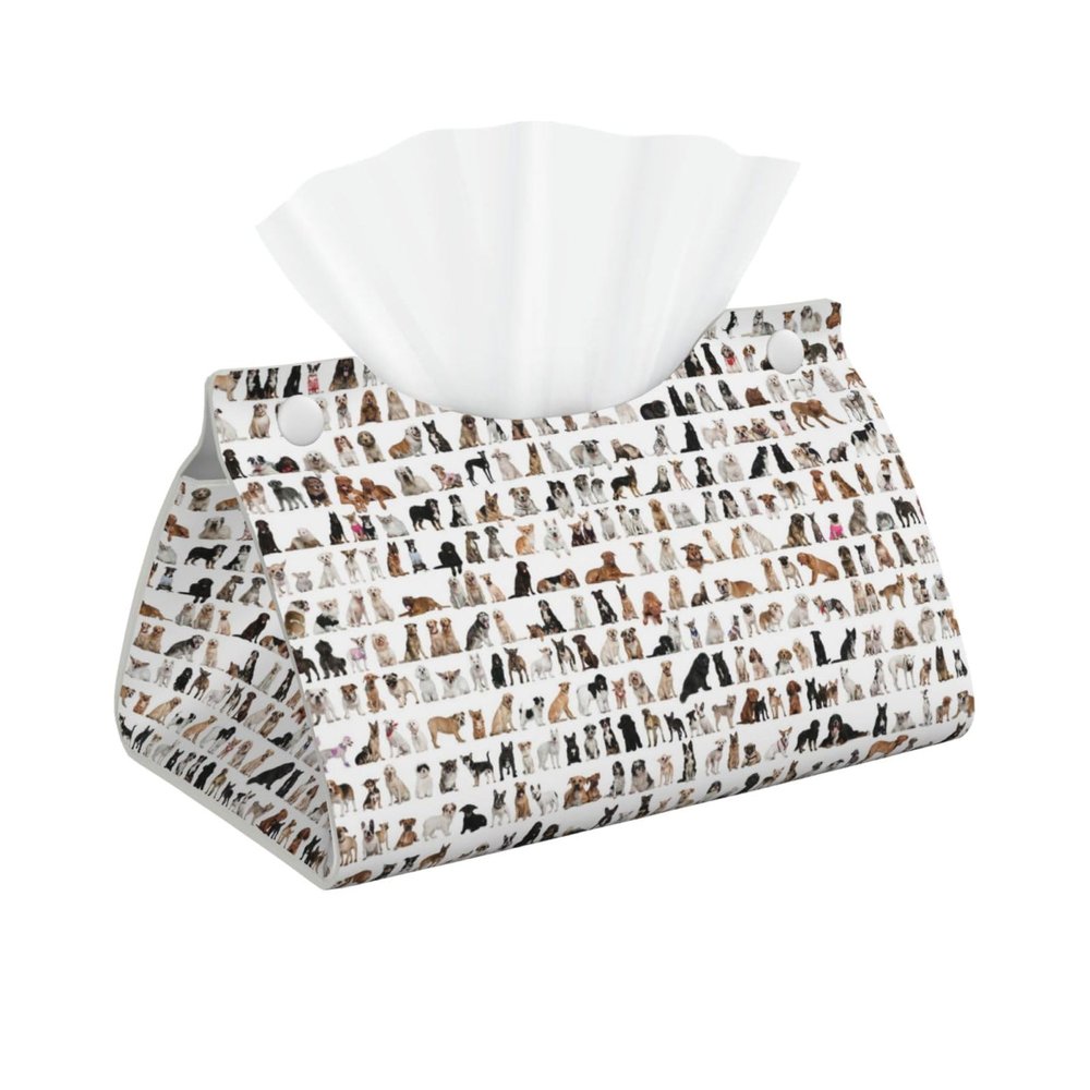 Pet Dogs Pattern Tissue Box Cover, Tissue Box Holder, Facial Box Cover for Storage on Bathroom Vanity, Countertop, Bedroom Dresser