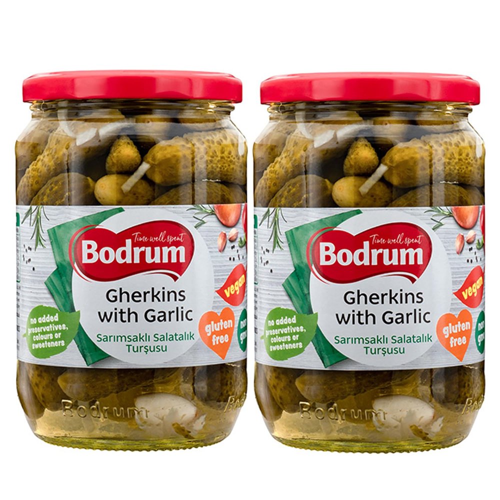 Bodrum 720c Gherkin with Garlic (3/6), 680g (2 Pack)