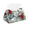Hibiscus Plumeria Floral Leaves Tissue Box Cover, PVC Leather Tissue Box Holder Napkins Box Covers for Home/Office/Car Decoration view 1