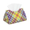 Violet Yellow Green Checkered Tissue Box Cover, Tissue Box Holder, Facial Box Cover for Storage on Bathroom Vanity, Countertop, Bedroom Dresser view 1