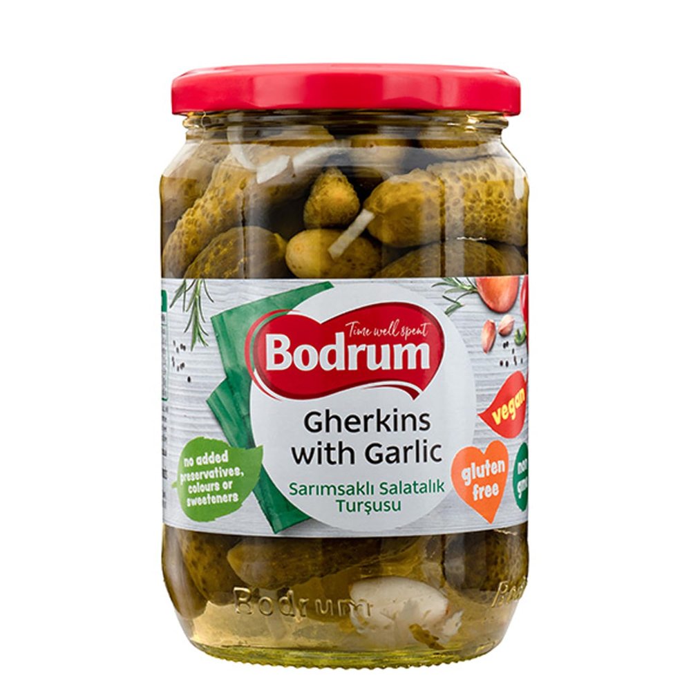 Bodrum 720c Gherkin with Garlic (3/6), 680g (1 Pack)
