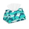Marine Sea Dolphins Pattern Tissue Box Cover PVC Leather Facial Tissue Dispenser Box Holder for Dresser Bathroom Decorative view 1