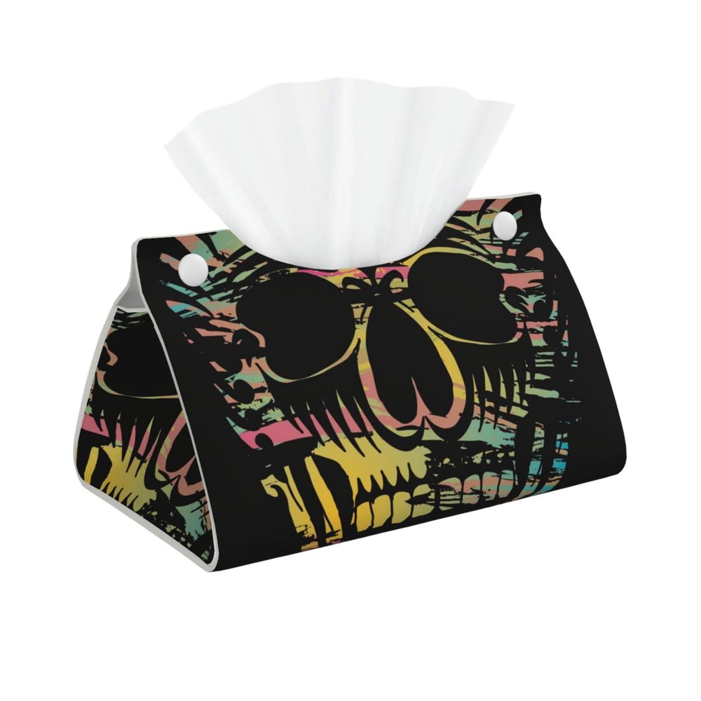 Tribal Skull Tissue Box Cover, Tissue Box Holder, Tissue Holders Decorative Organizer for Home Decor, Tabletop and Car