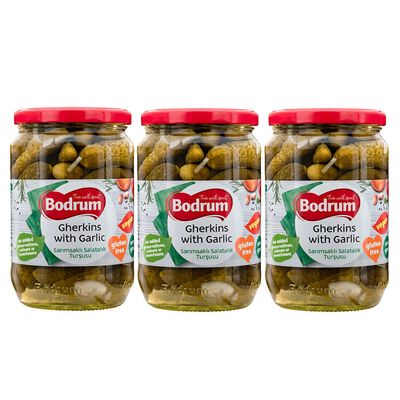 Bodrum 720C Gherkin with Garlic (3/6), 680G (3 Pack)