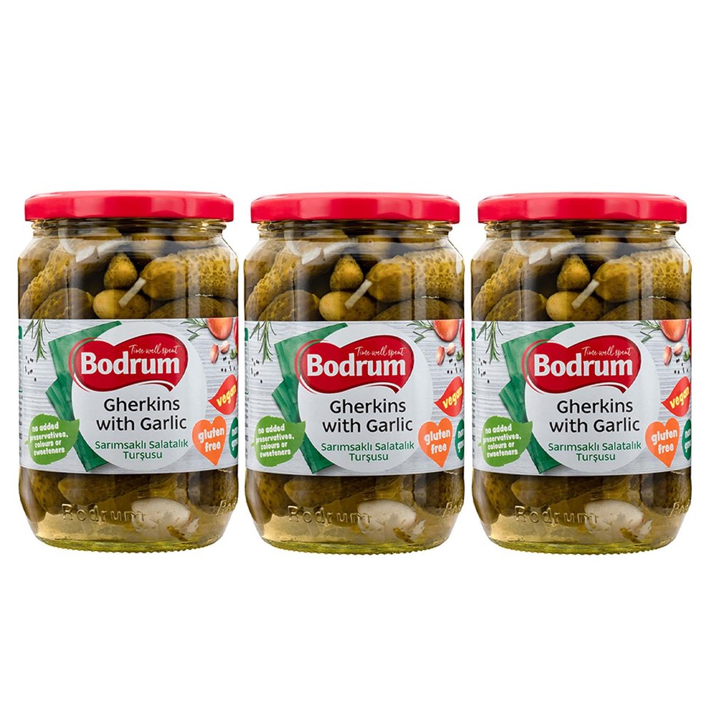 Bodrum 720C Gherkin with Garlic (3/6), 680G (3 Pack)