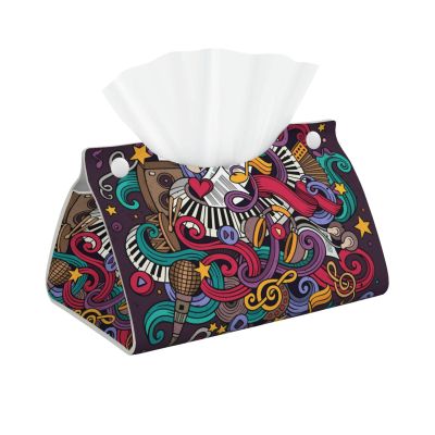 Retro Music Tissue Box Cover, Tissue Box Holder for Tabletop Desk, Decorative Box Covers, Accessories for Home Car Office