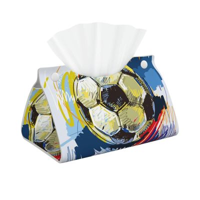 Watercolorful Soccer Football Tissue Box Cover, Facial Tissue Holder, Decorative Napkin Dispenser Organizer for Car, Home, Office Accessories