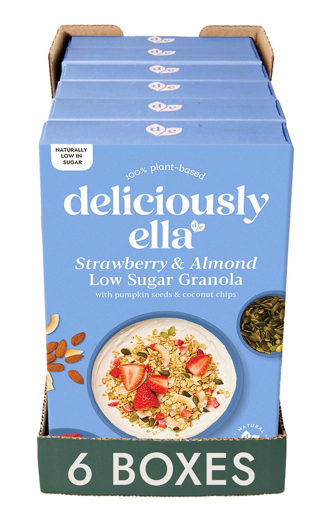 Deliciously Ella Strawberry & Almond Low Sugar Granola (6 boxes) - Granola & Muesli - Gluten-Free - Vegan - Healthy Breakfast (6 boxes x 380g)