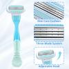 8 Pack Women's Razor Blades Refills Compatible with Gillette Venus Extra Smooth Razor, 3-Layer Blade Design, Pivoting Head, Easy to Replace, Effortless Glide, Washable (Blue) view 3