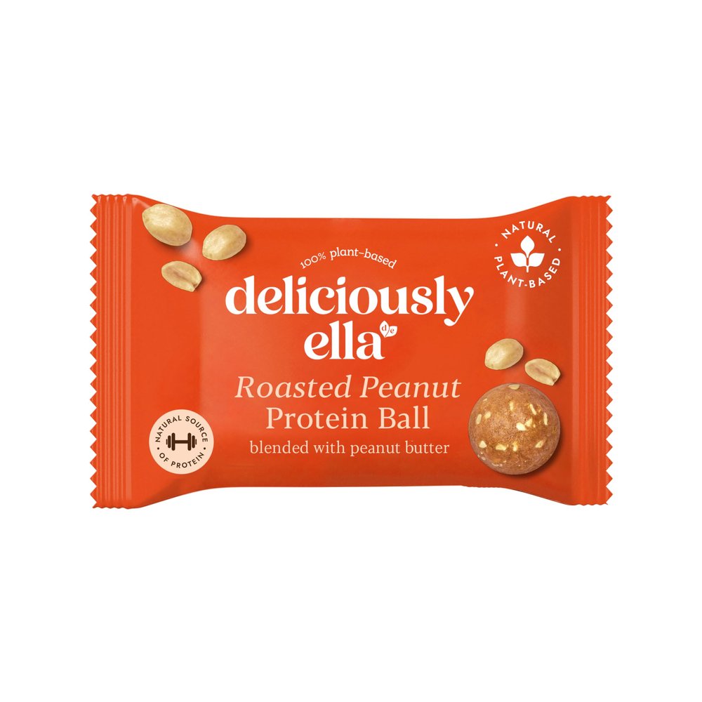 Deliciously Ella Energy & Protein Balls (12 x 40g Balls) - Vegan & Gluten Free Snacks - Protein & High Fibre (12 x Balls, Roasted Peanut)