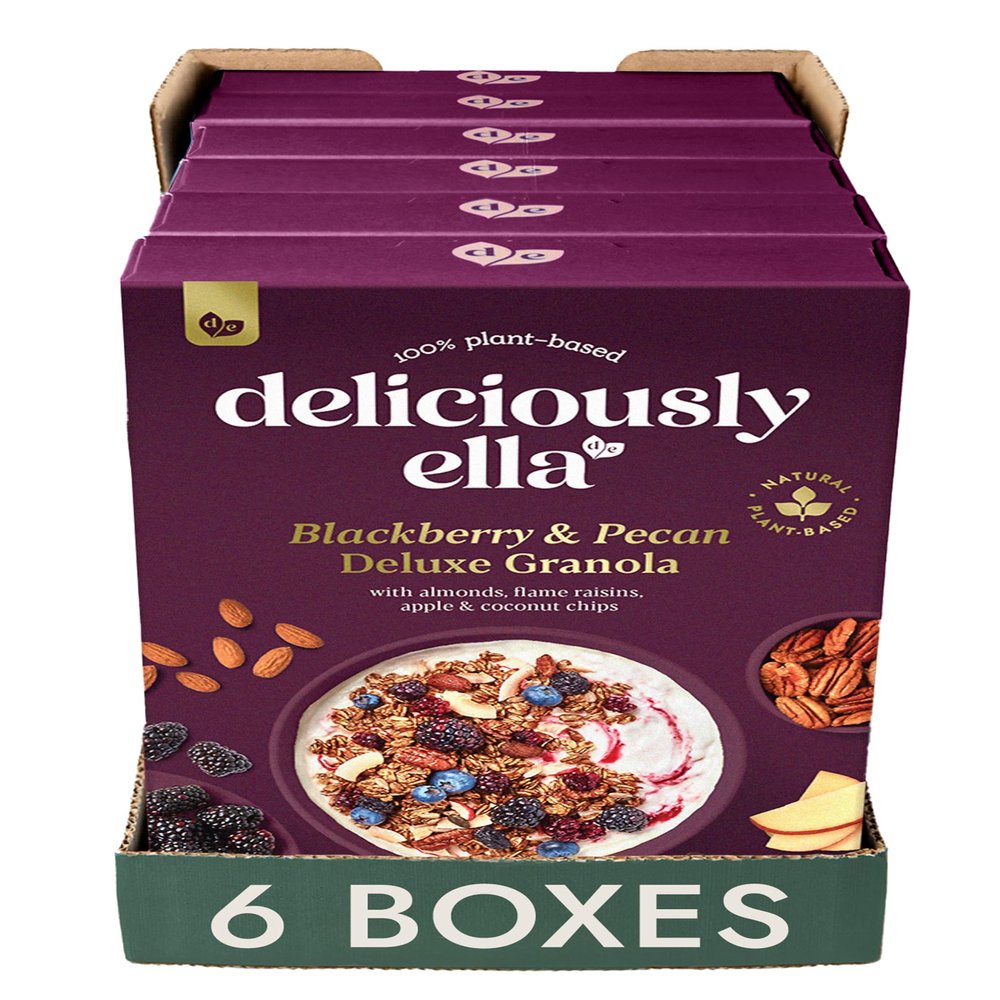 Deliciously Ella Blackberry & Pecan Deluxe Granola - Granola & Muesli - Gluten-Free - Vegan - Healthy Breakfast (6 boxes x 350g)