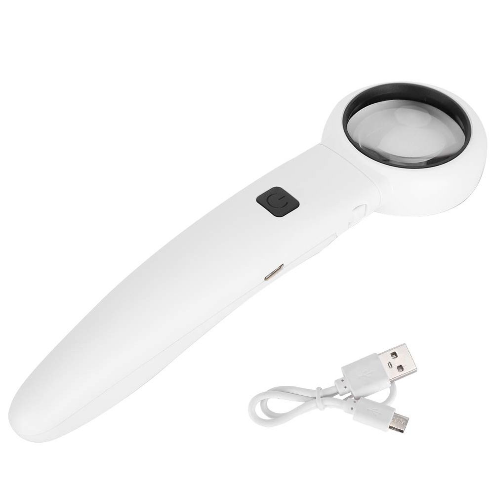 LED Magnifying Glass Set USB Charging Handheld Magnifier with Lights for Elderly Reading Books Newspapers Money Stamp Jewelry
