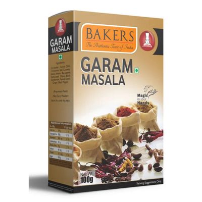 Bakers Garam Masala, Authentic Spice Blend for Rich and Aromatic Indian Dishes, Premium Quality Seasoning - 100g (Pack Of 3)