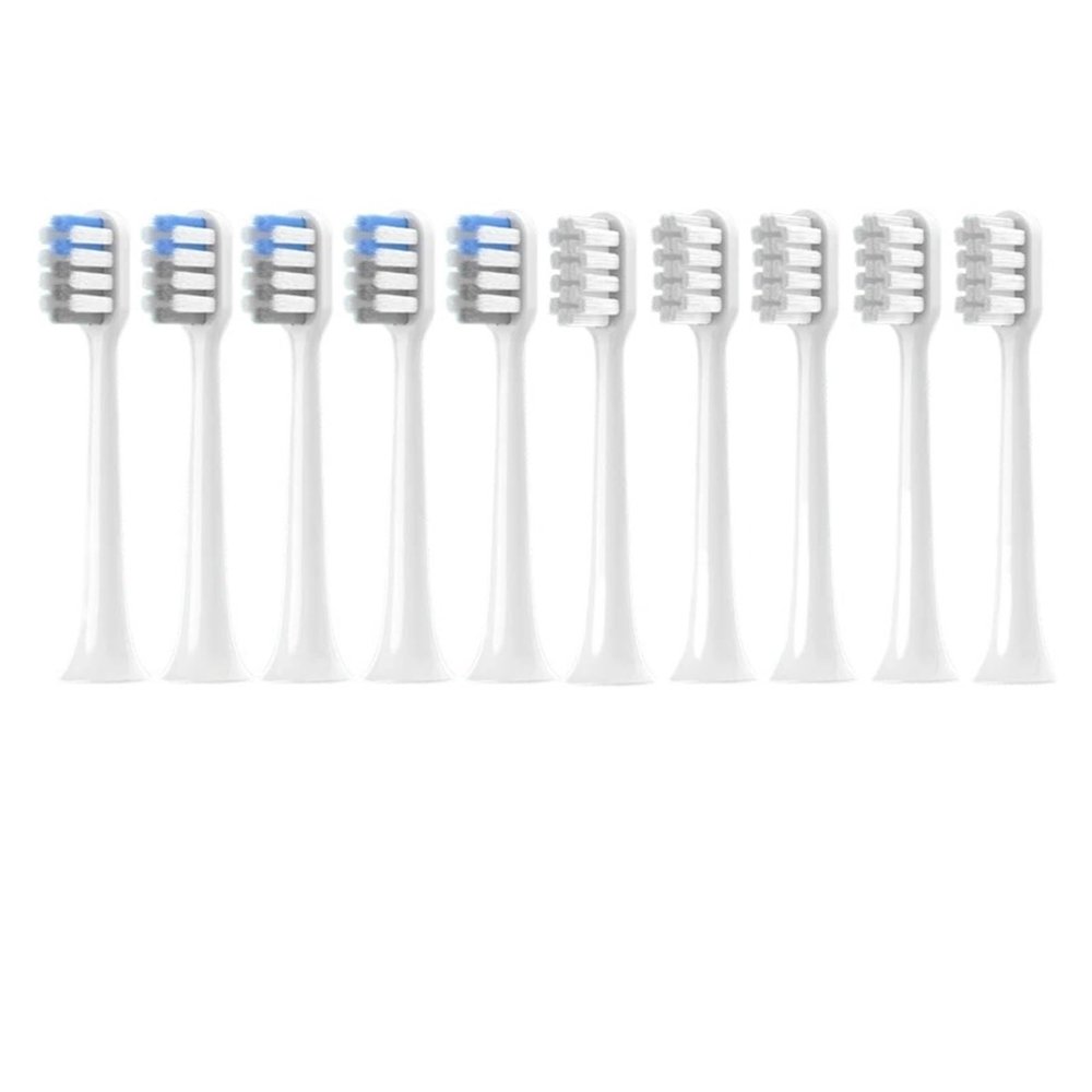WENH 10PCS Replacement Brush Heads for T200 White/GrayBlue Deep Soft Bristle Cleaning Electric Toothbrush Nozzles(5White5Gray)