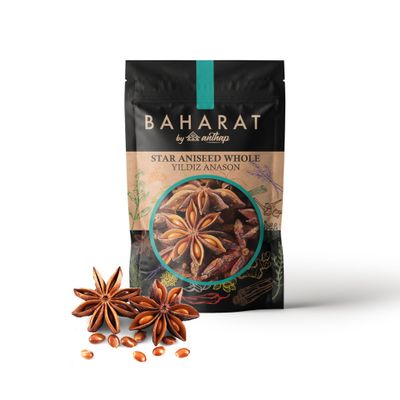 BAHARAT by Anthap Star Aniseed, Whole Seeds, Badiya, Aniseeds, Star Anise, Premium Quality, Natural, Vegan, Gluten Free, Anise Pods 150g/300g (300g)
