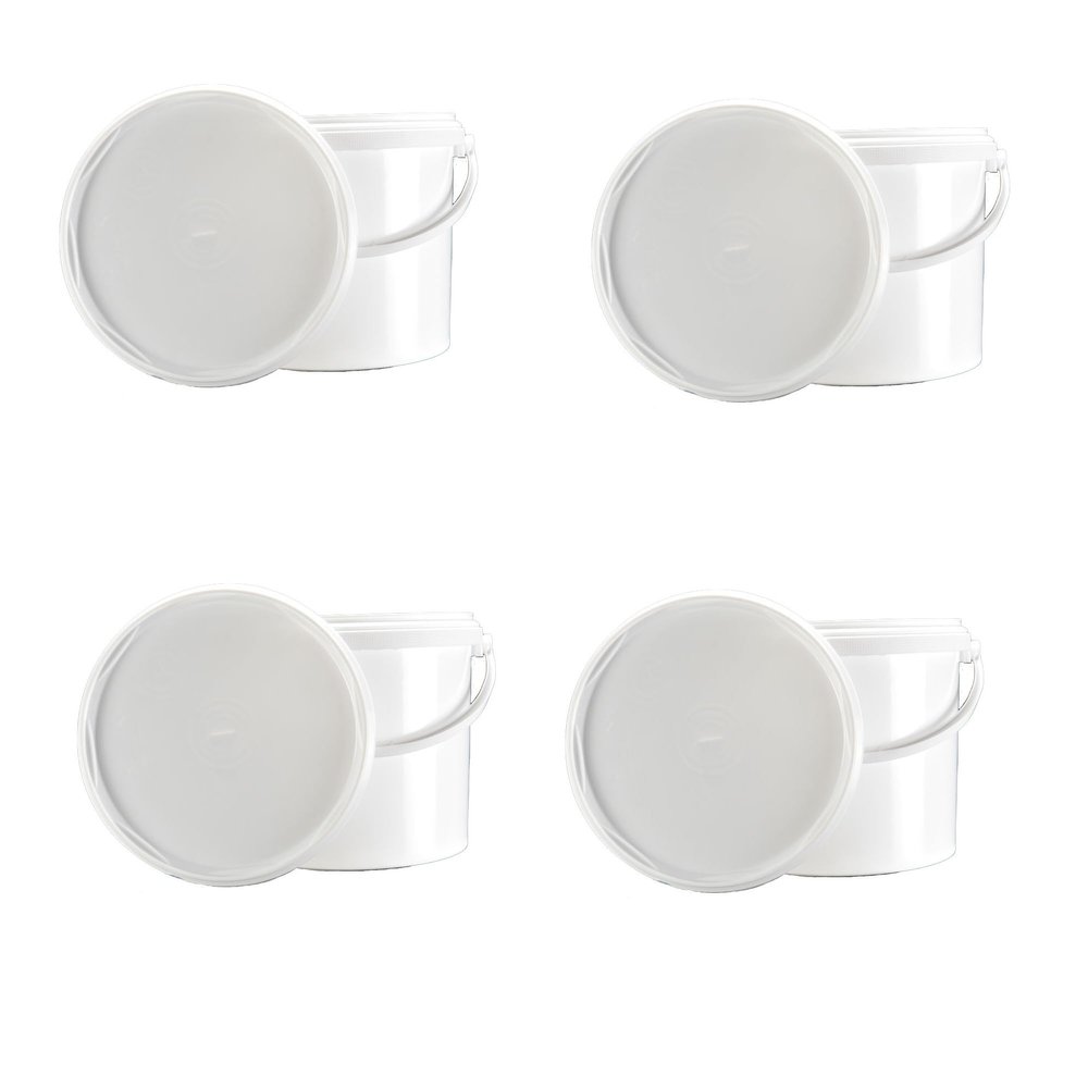 ITP Packaging White Plastic Buckets with Tamper Evident Lids and Handles, 5, 10, 20 Litre Sizes for kitchens, diy, paint, disinfectant, food & liquid storage (10, 5 Litre)