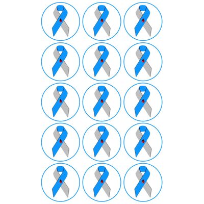 15 x Diabetes Ribbon Edible Wafer or Icing Cupcake Toppers Support Party Cake Decorations Perfect For Brownies Cookies Muffins & More! (Edible Wafer Card)
