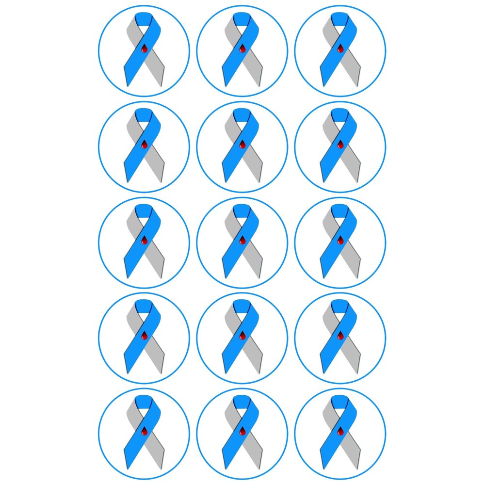 15 x Diabetes Ribbon Edible Wafer or Icing Cupcake Toppers Support Party Cake Decorations Perfect For Brownies Cookies Muffins & More! (Edible Wafer Card)