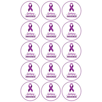 15 x Epilepsy Awareness Ribbon Edible Wafer or Icing Cupcake Toppers Fun Party Cake Decorations Perfect For Brownies Cookies Muffins & More! (Edible Wafer Card)