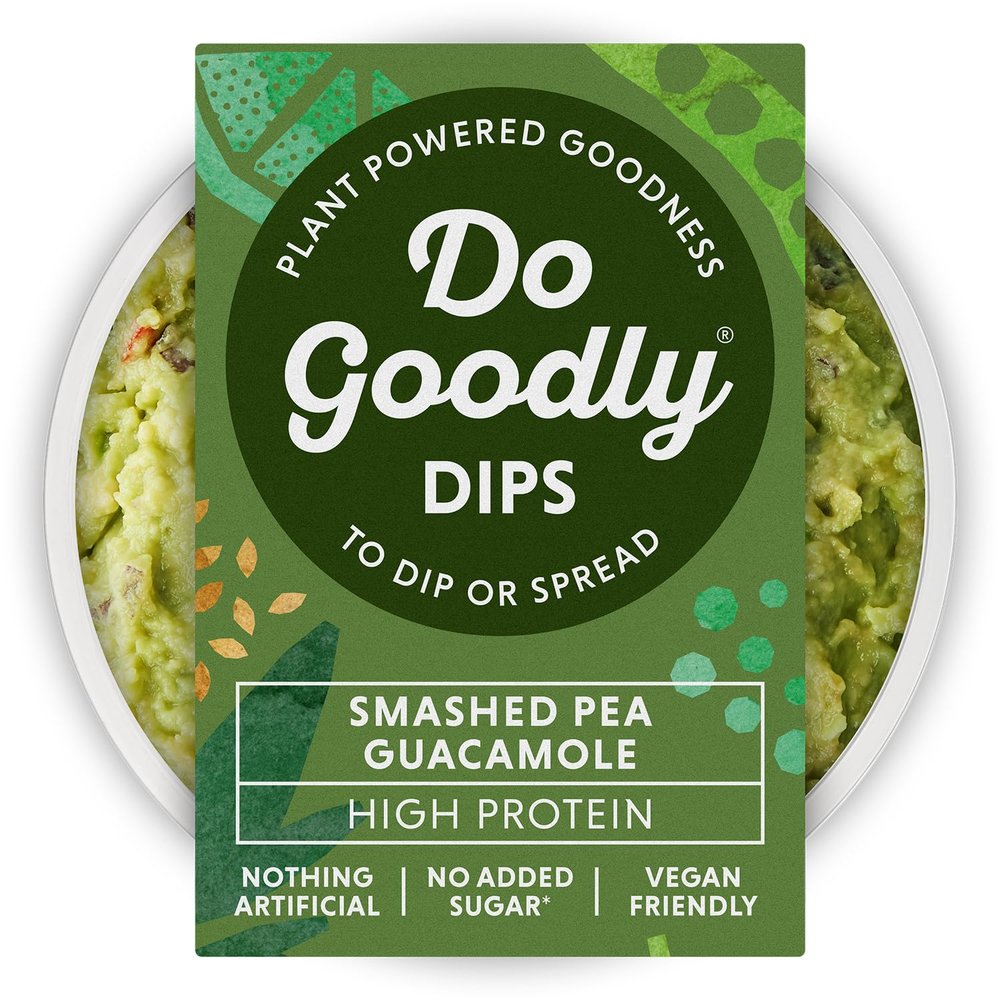 Do Goodly Dips Smashed Pea Guacamole - 6 x 150g Dips - Plant Based, No Added Sugar, Nothing Artificial & Gluten Free - Only 44 Calories Per Serving