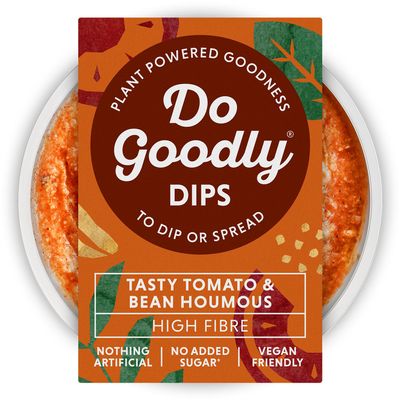 Do Goodly Dips Tasty Tomato & Bean Houmous - 6 x 150g Dips - Plant Based, Nothing Artificial, Dairy & Gluten Free - Only 53 Calories Per Serving
