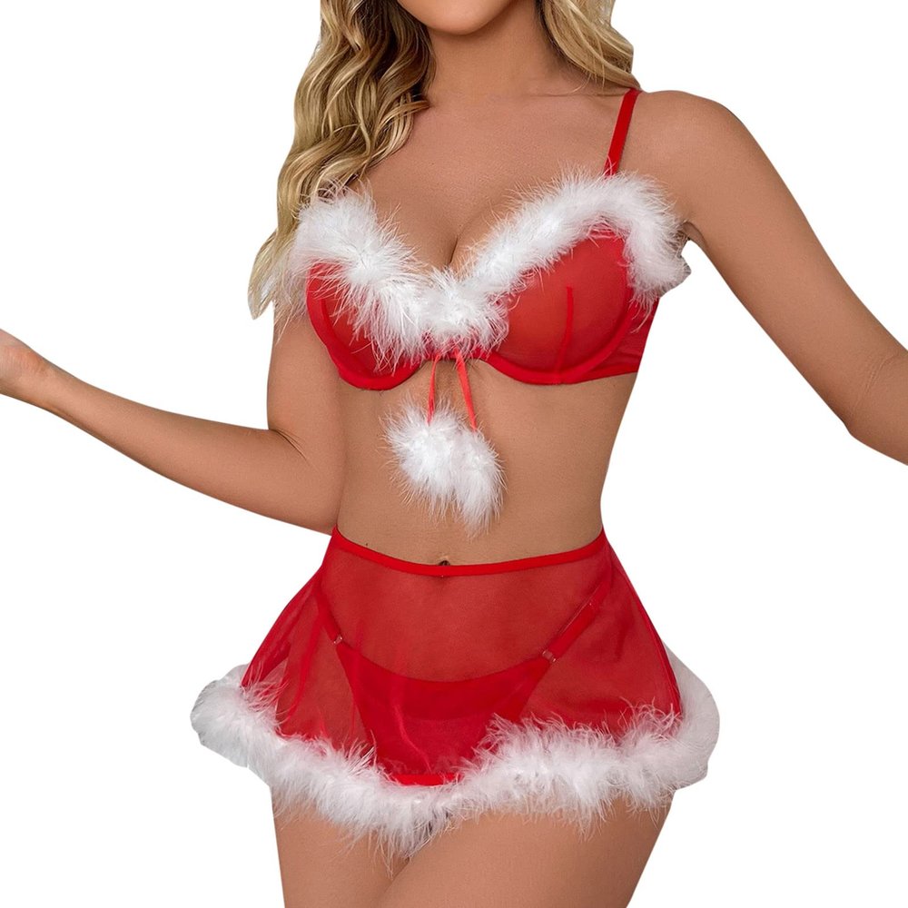 TYUIOP Christmas Lingerie Set Sexy Sexy Lingerie for Women Set Plus Size UK Size 24 red Babydoll Dress Costumes for Women Sets Naughty