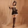 MOVAWAKY Womens Maid Outfit,Girls Sexy Cosplay Naughty Outfits Women Black Short Sleeve Dress with White Apron Womens Lingerie Set Sexy Apron for Halloween Party view 3