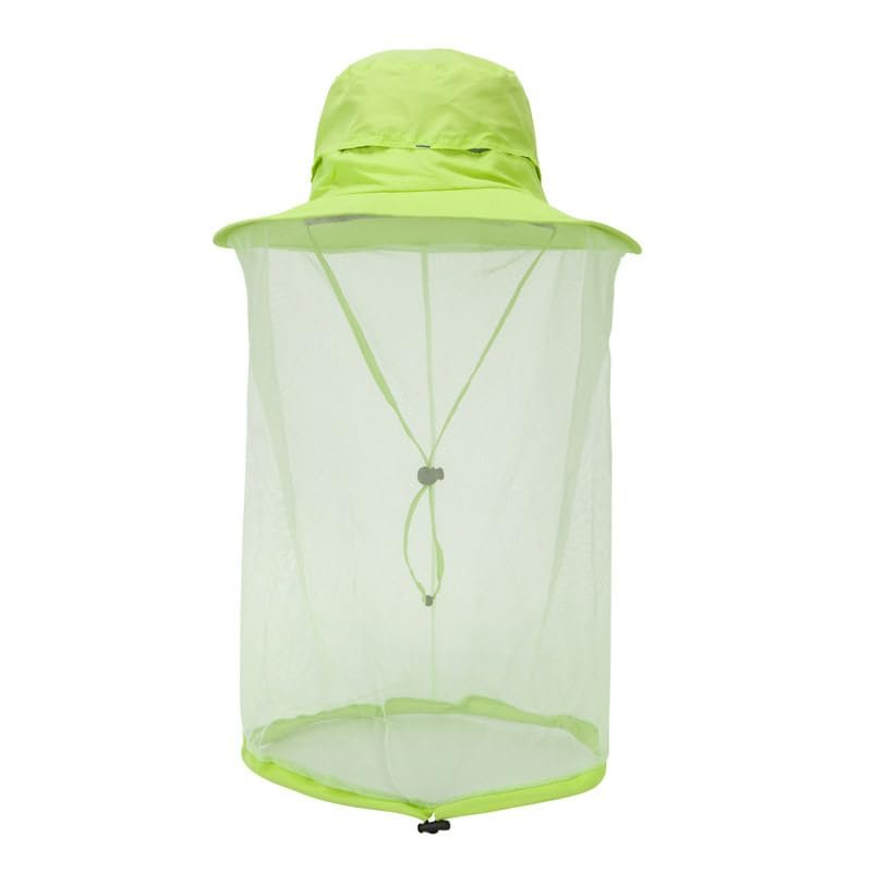 BrightGlow Mosquito Head Net Hat Beekeeping Hat with Veil Fishing Hat Beekeeping Sun Hat with Hidden Net Fisherman Veil Garden Hat Protection Hat for Outdoor Jungle Fishing, Green, One Size