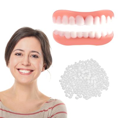Care Spring Clip on Veneers Teeth 1 Pair Missing Tooth Replacement Kit, Temporary Denture White Teeth Top & Bottom Set, False Teeth Veneers Instant Veneers Dentures for Men And Women