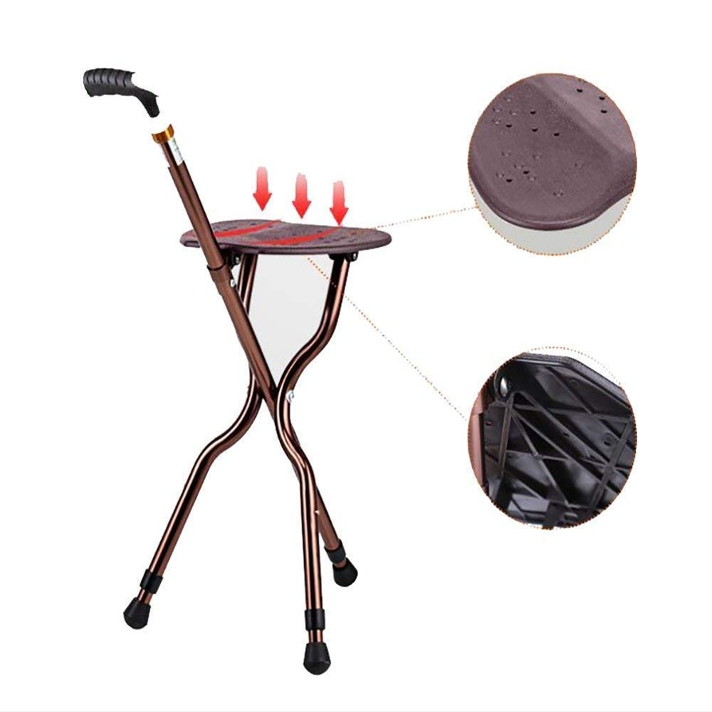 WALKING STICK SEAT Medical Folding Cane Stool Walking Seat Chair Hiking Three-legged belt with a stool/Height adjustable/Switch LED