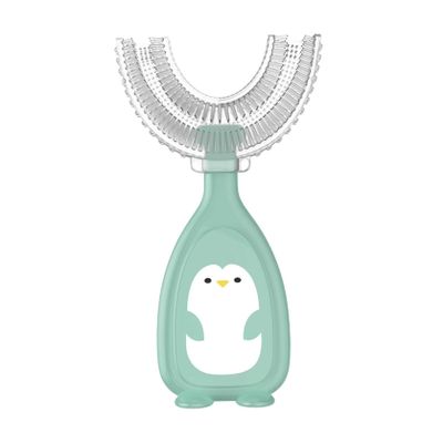 Children U-Shaped Toothbrush Kids Silicone Toothbrush Baby Mouth Cleaning Manual Toothbrush Green L