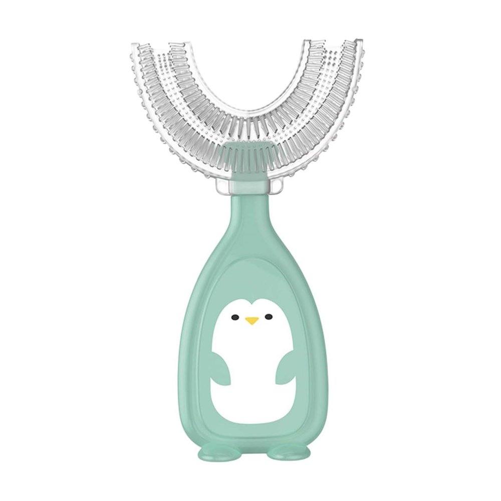 Children U-Shaped Toothbrush Kids Silicone Toothbrush Baby Mouth Cleaning Manual Toothbrush Green L