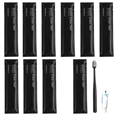 10Pcs Individually Wrapped Disposable Toothbrushes with Toothpaste,Ensure Clean and Hygienic,Soft Bristles Tooth Brushes for Dental Care, Travel Toothbrush for Home Hotel Travel (Black, One Size)