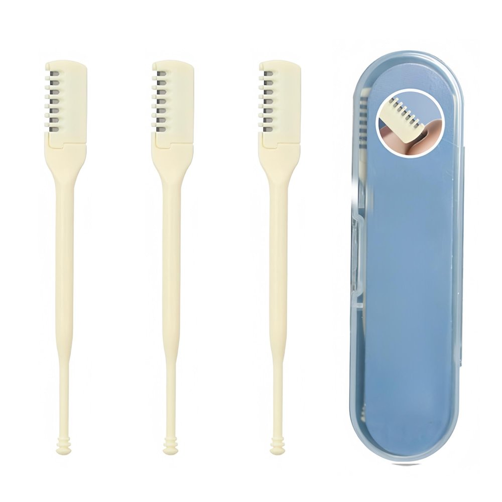 3 Pcs Nose Hair Trimmer for Men,360 Degree Rotating Manual Nose Hair Trimmer with Ear Spoon Nose Hair Trimmer for Women with Box,Unisex Portable Nose Hair Removal Tool