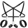 Black body corset with adjustable leather sling straps view 1