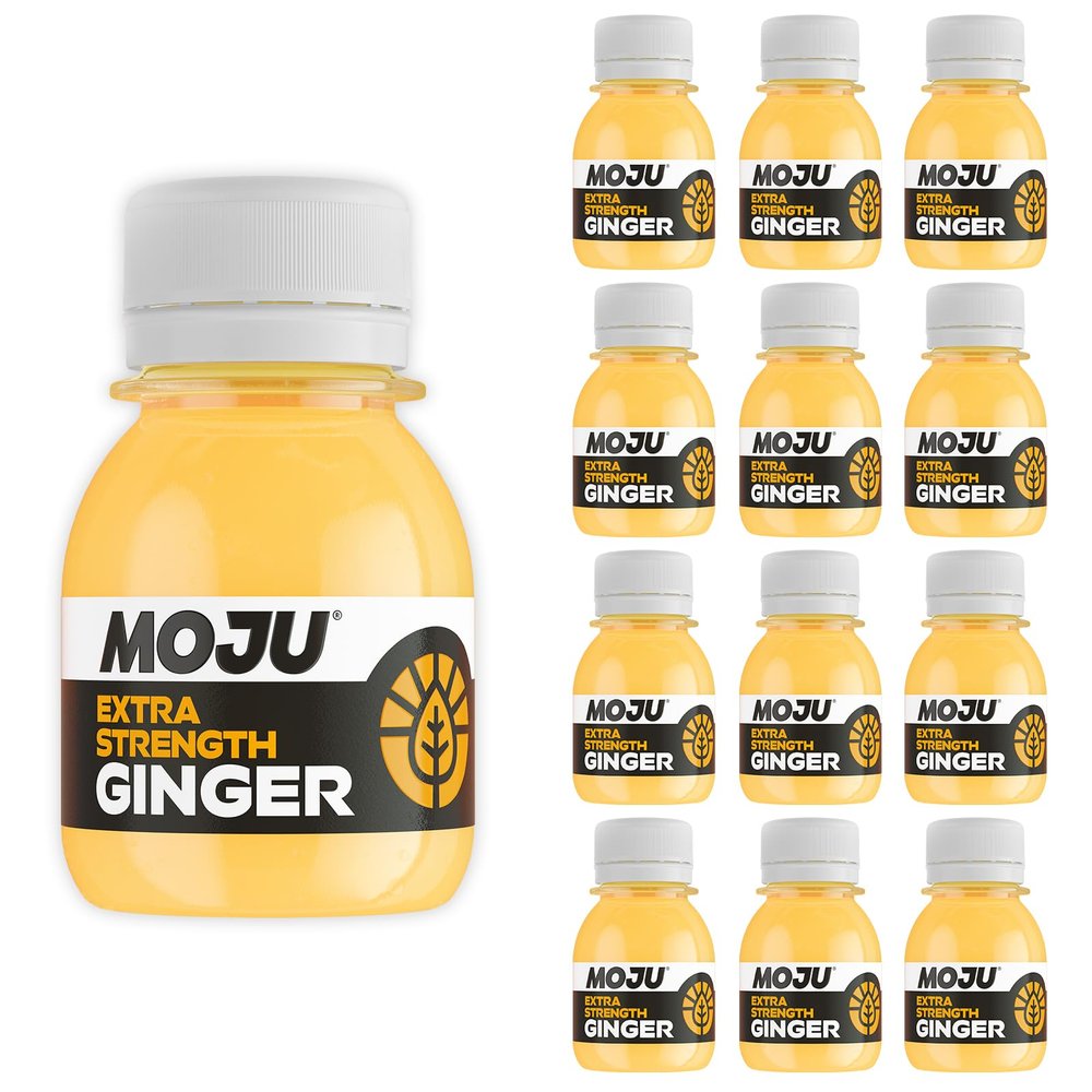 MOJU Extra Strength Ginger Shot Bottles (12 x 60ml) Immune Support, Natural Ingredients, No Added Sugars or Sweeteners, Vegan, Ginger Shots, Your Natural Daily Wake Up or Your Afternoon Pick Me Up