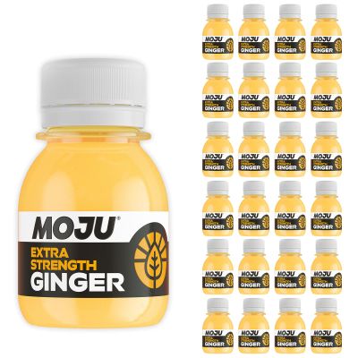 MOJU Extra Strength Ginger Shot Bottles (24 x 60ml) Immune Support, Natural Ingredients, No Added Sugars or Sweeteners, Vegan, Ginger Shots, Your Natural Daily Wake Up or Your Afternoon Pick Me Up