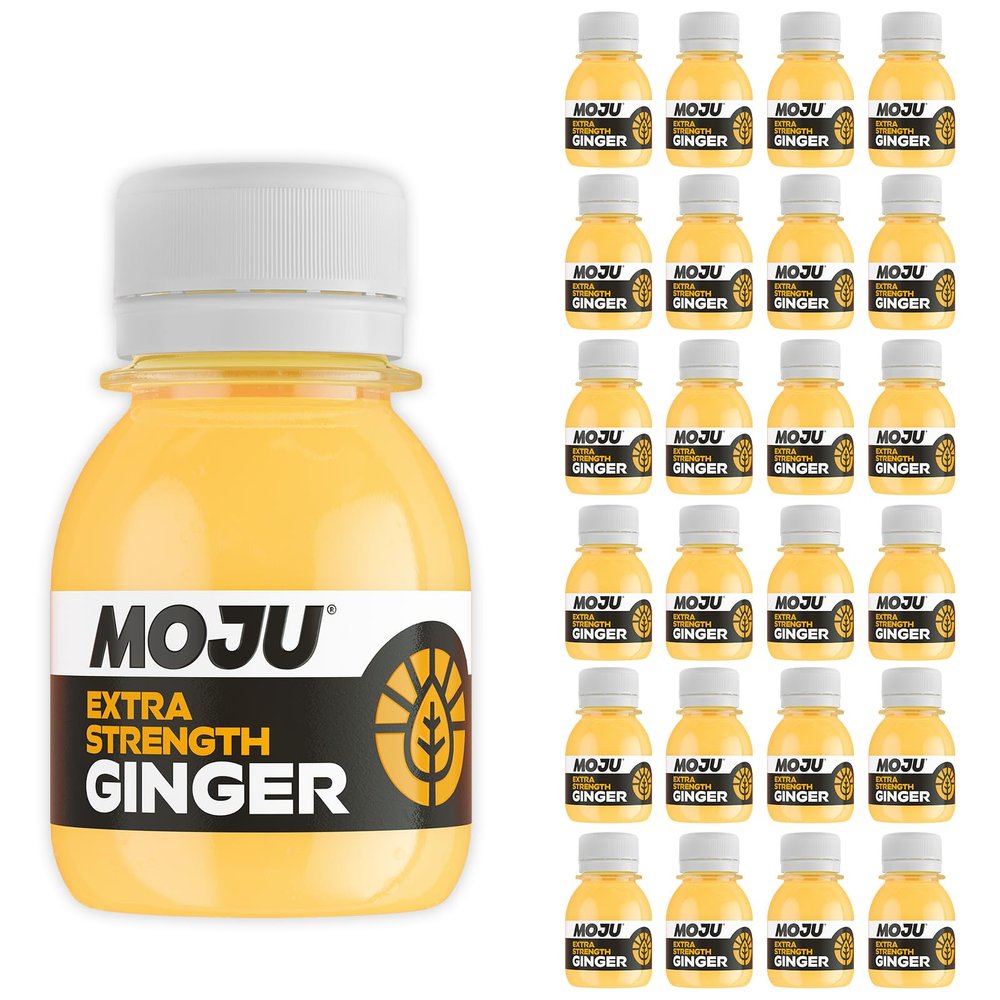 MOJU Extra Strength Ginger Shot Bottles (24 x 60ml) Immune Support, Natural Ingredients, No Added Sugars or Sweeteners, Vegan, Ginger Shots, Your Natural Daily Wake Up or Your Afternoon Pick Me Up