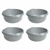 4 X Silver 36cm Stylish Circular Round Plastic Washing Up Bowl with Integral Handle 10L Litre High Gloss Chic Finish Multiuse Basin Bowl For Home Kitchen, Sink Organisation  Made in U.K. view 1