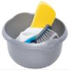 4 X Silver 36cm Stylish Circular Round Plastic Washing Up Bowl with Integral Handle 10L Litre High Gloss Chic Finish Multiuse Basin Bowl For Home Kitchen, Sink Organisation  Made in U.K. view 3