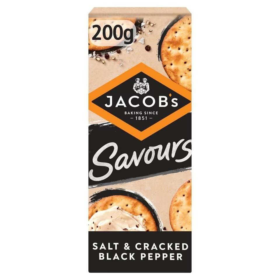 Jacobs Savours Salt & Black Pepper Bakes 200G X 3 Pack, Oven Baked, No artificial colours or flavours, Suitable for Vegetarians